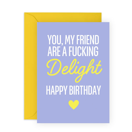 Friend Birthday Card Female Male - You're F*cking Delightful - Best Friend Birthday Cards For Her Him Men Women - Greeting Cards And Envelopes - Comes With Fun Stickers By Central 23