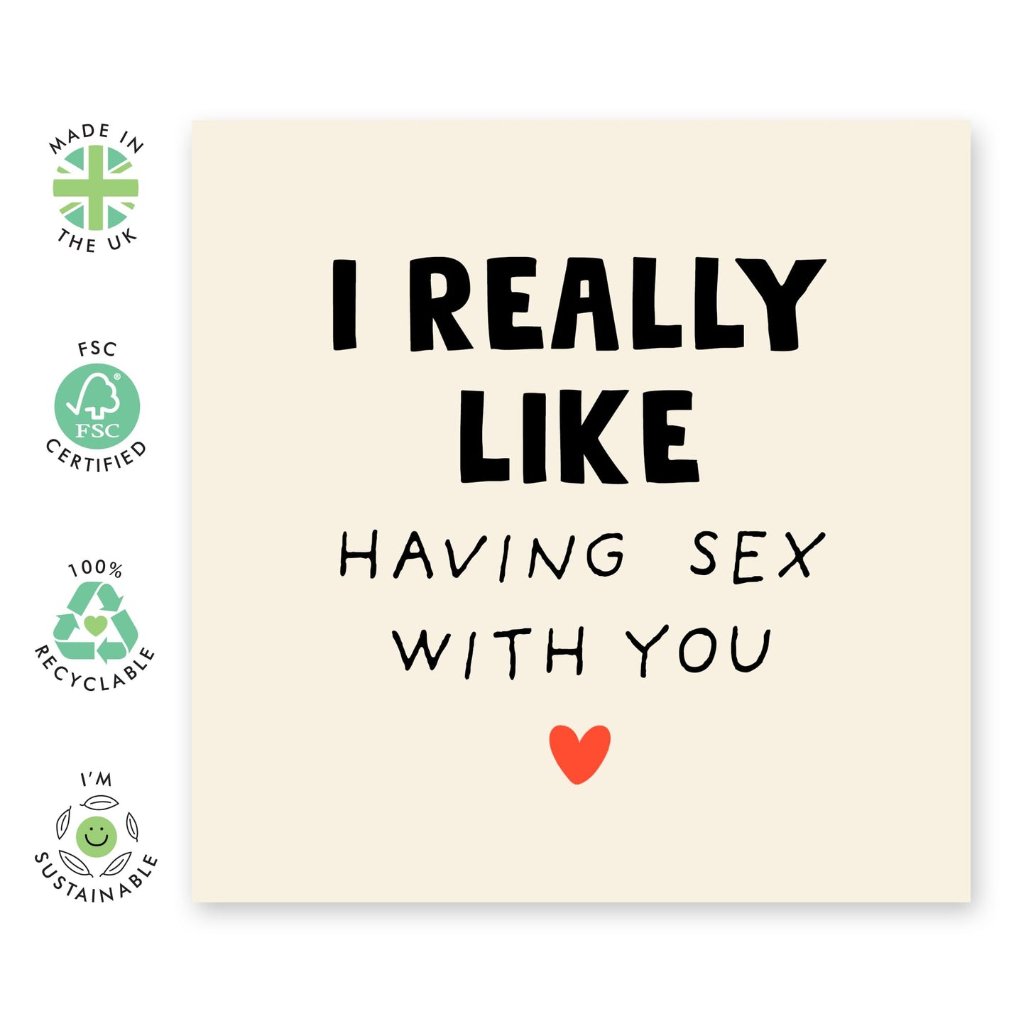 Hilarious Romantic Card for Him or Her - "Like Having S*x With You" - Cheeky Anniversary, Birthday, or Valentine's Day Card for Girlfriend, Boyfriend, Wife, Husband - Comes with Fun Stickers