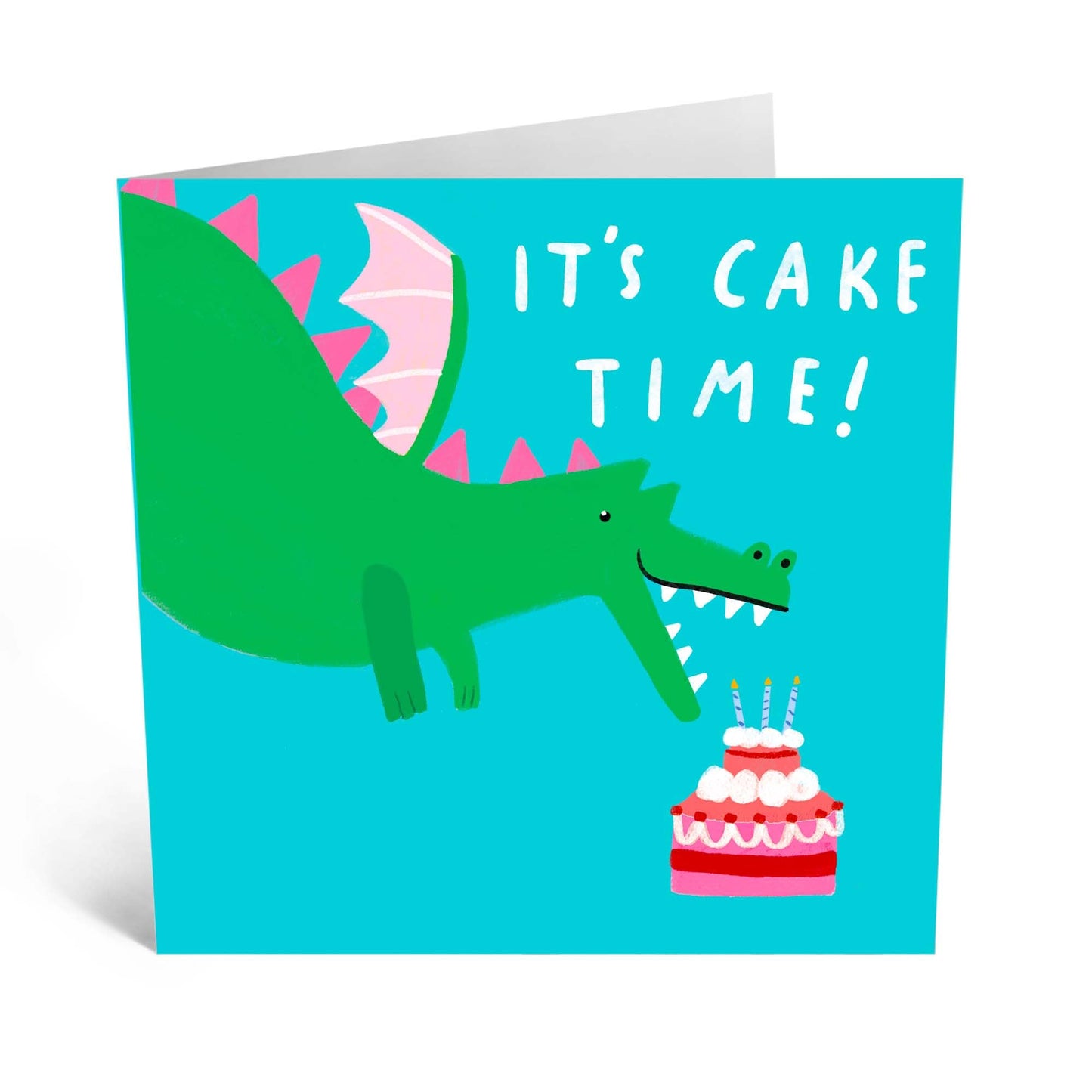 Birthday Card - 'CAKE TIME DRAGON' - Perfect for Celebrating Birthdays with a Roaring Good Time - Ideal for Kids Who Love Dragons and Cake For Kids Boys and Girls - Comes With Stickers By Central 23