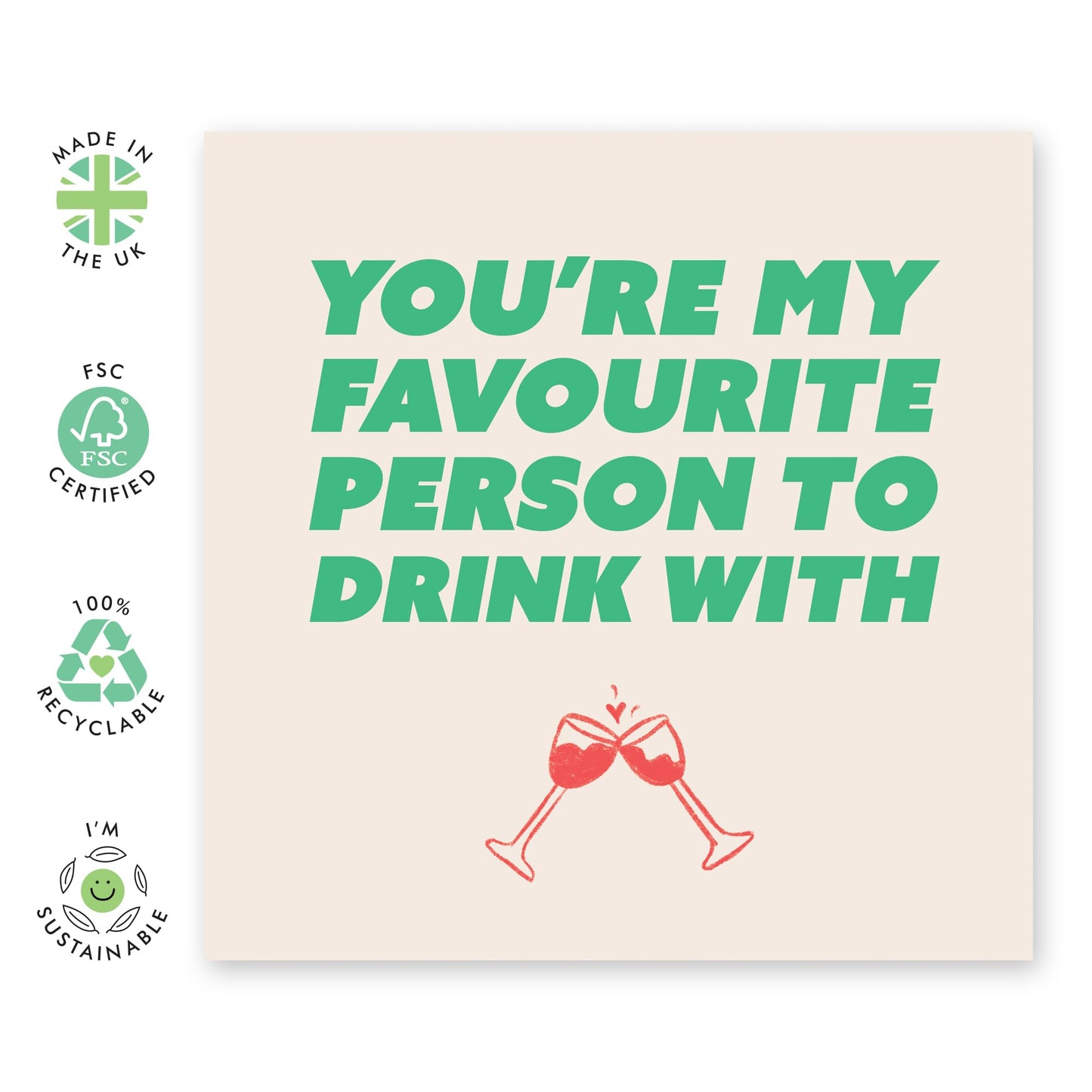 Wedding Anniversary Card For Husband Wife - My Favourite Person To Drink With - Valentines Day Card - Gifts For Boyfriend Girlfriend - Men Women - Comes With Fun Stickers By Central 23