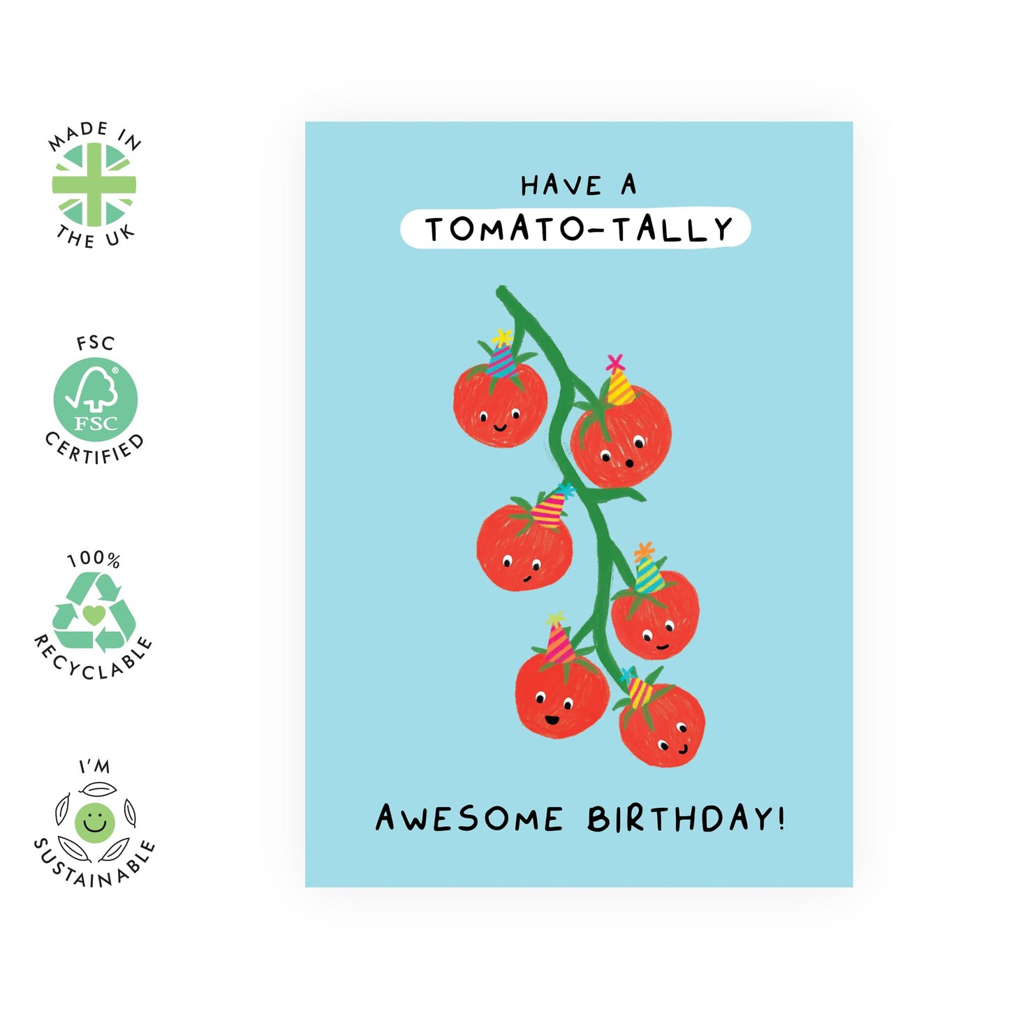 Funny Birthday Cards For Dad Mum Him Her - Have A TOMATO-tally Awesome Birthday! - Vegetable Plant Puns Jokes Humor - Hilarious Gifts For Friends Men Women - Comes With Fun Stickers By Central 23