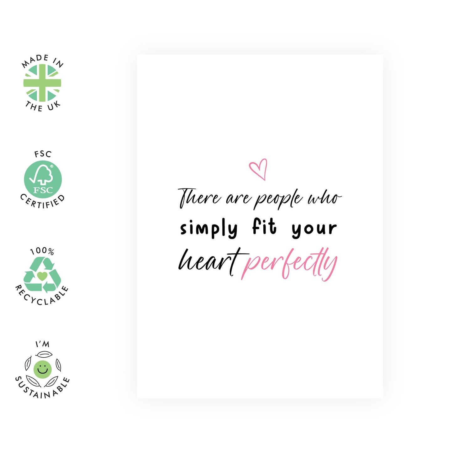 I Love You Card For Men Women - Fit Your Heart Perfectly - Sweet Greeting Cards For Couple Partner Husband Wife - Best Friend Birthday Card - Thank You Cards - Comes With Stickers - By Central 23