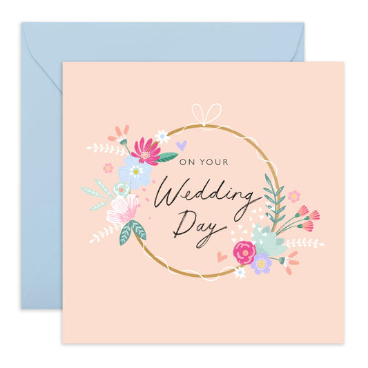 Wedding Cards For Bride And Groom - On Your Wedding Day - Floral Greeting Card - Congratulations Card For Men Women Son Daughter In Law - Best Wishes Gift Him Her - Comes With Stickers By Central 23