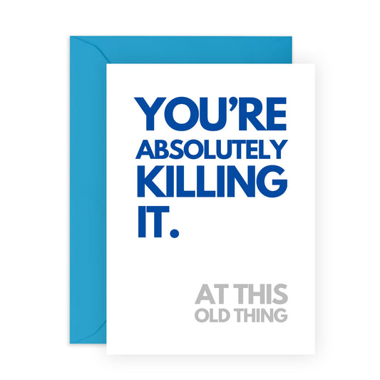 Birthday Card Dad - Absolutely Killing It - Funny Birthday Cards For Husband Grandad Brother - Greeting Cards For Men - Comes With Stickers - Blank Inside - By Central 23