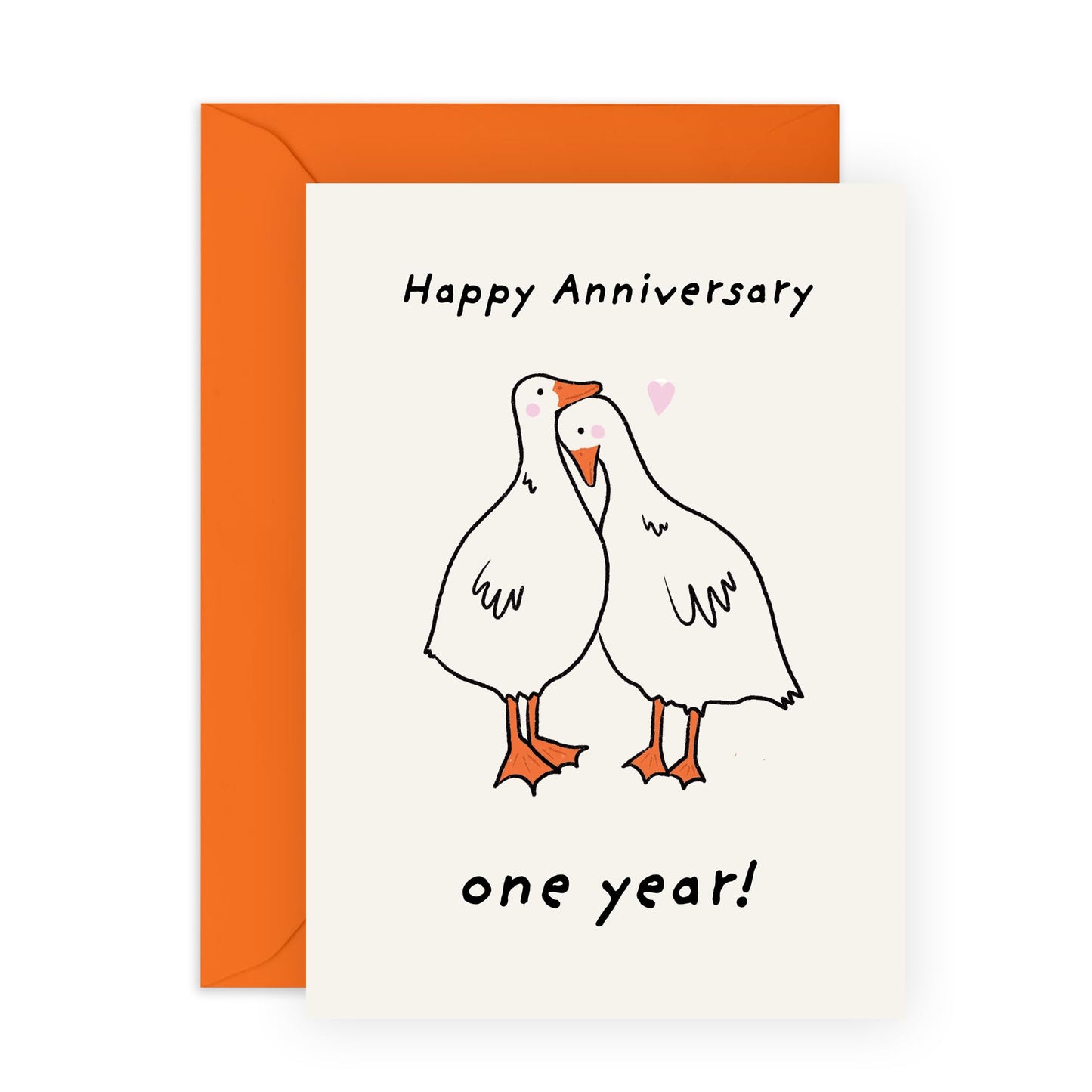 Adorable 1st Anniversary Card For Him Her - 'Anni One Year' - Gifts for Husband, Wife, Babe, Spouse, Darling, Lovebug, Hun - First Celebration - Comes with Fun Stickers