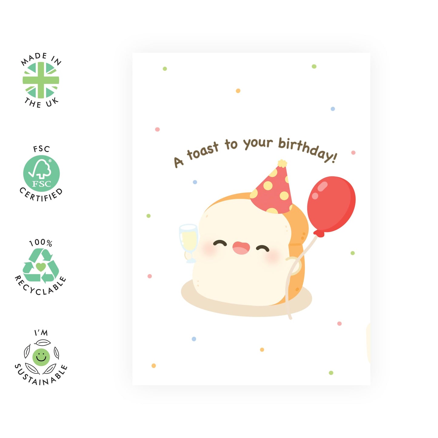 Friend Birthday Card - A Toast To Your Birthday - Funny Birthday Cards For Men Women - Greeting Cards For Mum Dad Son Daughter - Comes With Stickers - By Central 23
