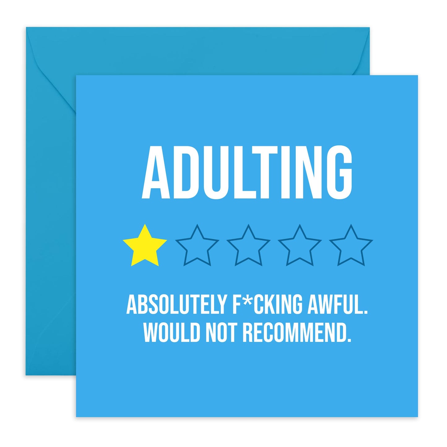 Hilarious Birthday Card on being an Adult - 'Adulting 1 Star' - Gifts for Gifts for Nephew, Niece, Students, Cousin, Cuz, Godson, Goddaughter, Classmates - Ratings - Comes with Fun Stickers