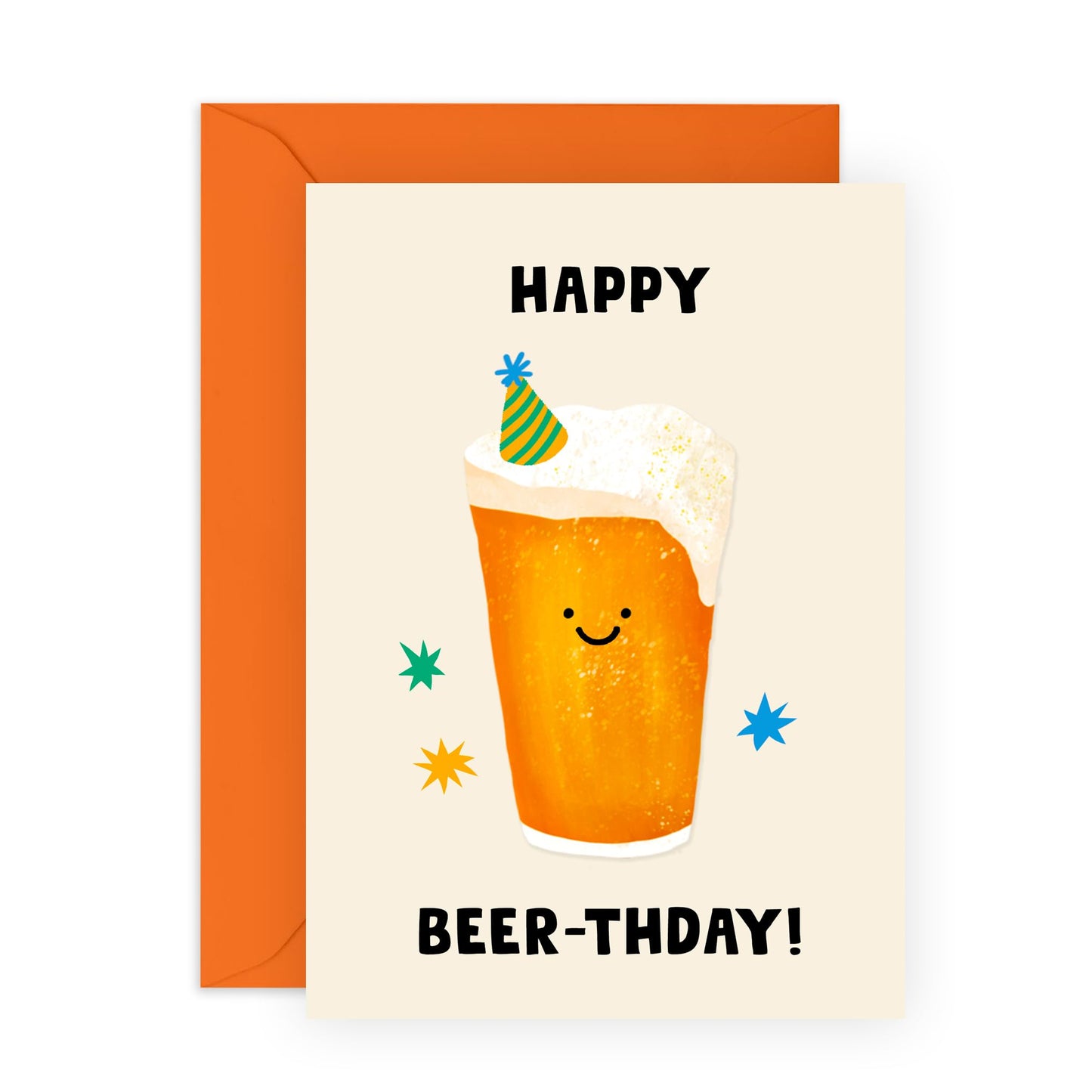 Humorous Birthday Card for Him – 'Happy Beer-thday' – Humorous Beer-Themed Card for Men, Guys, Dad, Brother,Uncle – Designed for Beer Lovers - Comes with Fun Stickers