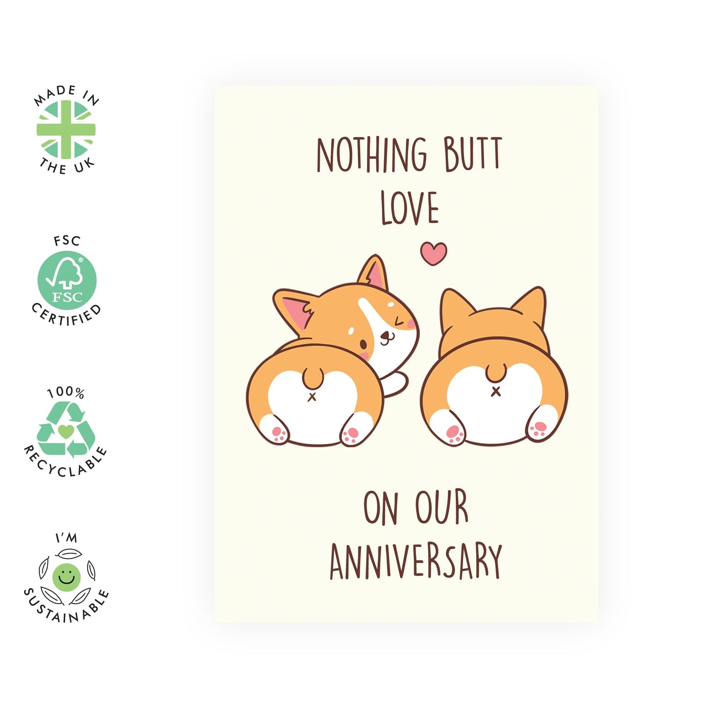 Anniversary Card For Wife Husband Partner - Happy Wedding Anniversary Cards For Boyfriend Girlfriend Him Her - Corgi Sausage Dog Card - Gifts For Men Women - Comes With Fun Stickers - By Central 23