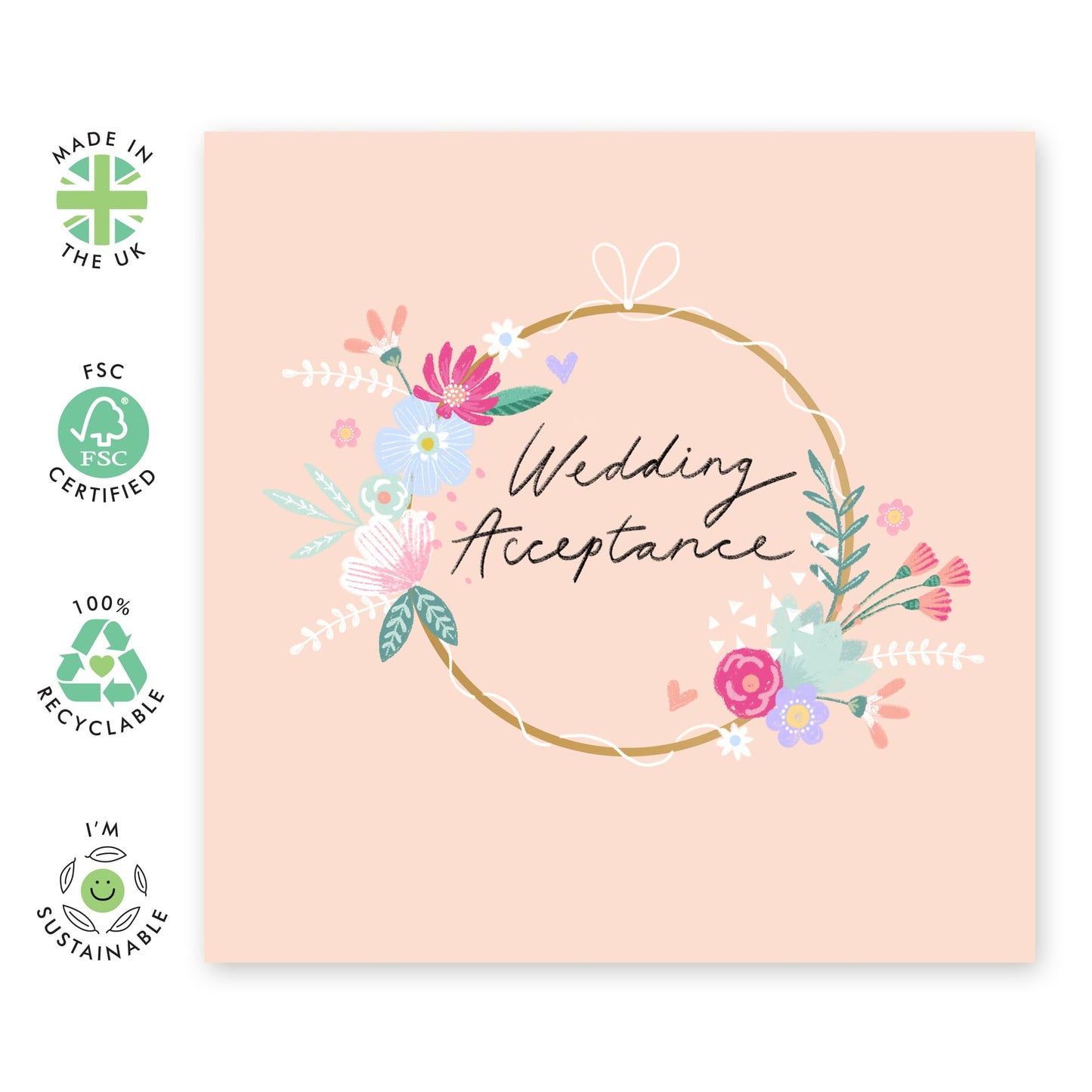 Wedding Acceptance Card For Women Men - Wreath Wedding Acceptance - Wedding Invitations From Groom Bride - Rsvp Reply Card For Friends - Floral Card - For Guest - Comes With Fun Stickers By Central 23