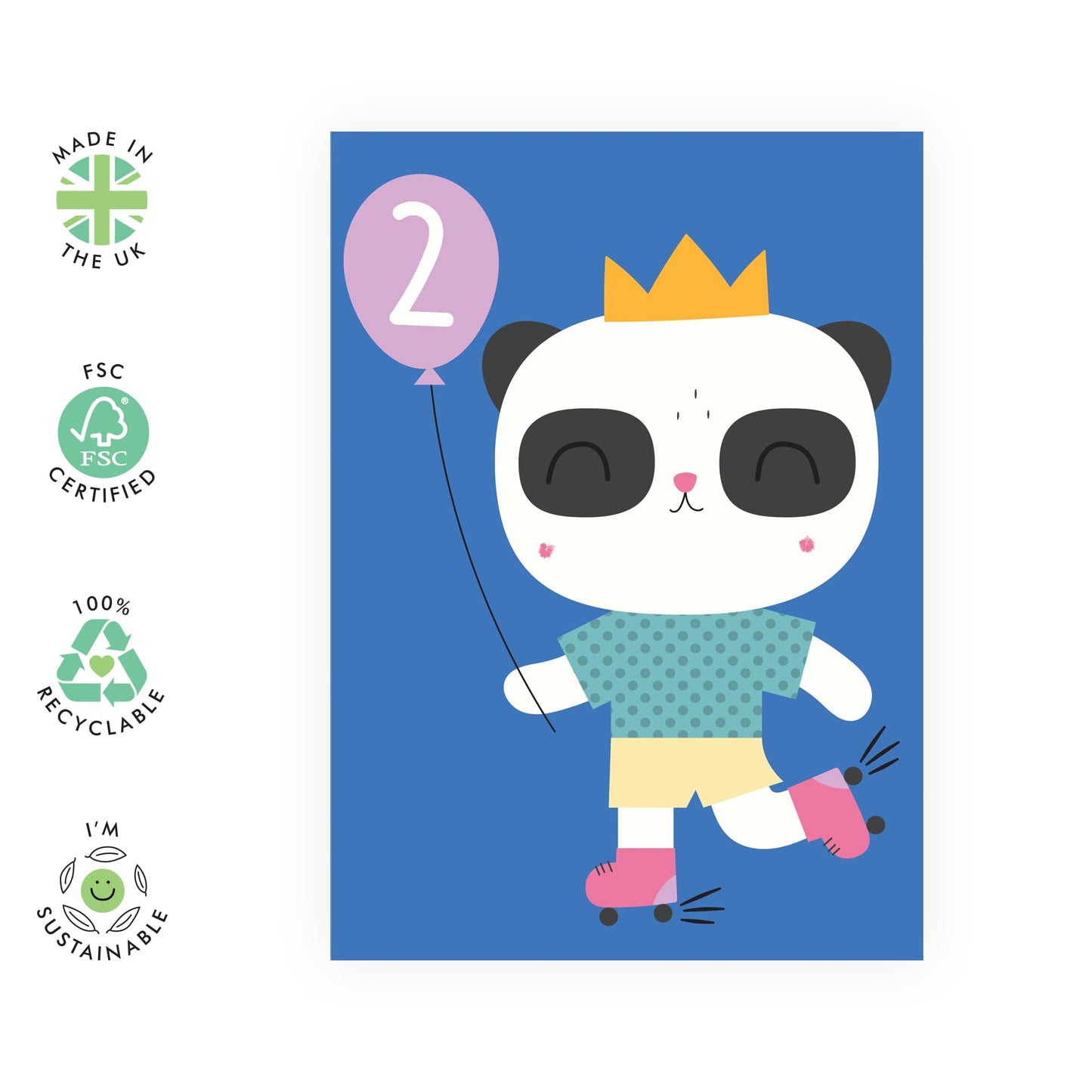 2nd Birthday Card For Kids - Childrens Panda Age 2 - Boys Girls Second Birthday Cards - Gifts For Him Son Daughter Nephew Grandson - Two Year Old Baby Panda Card - Comes With Stickers By Central 23