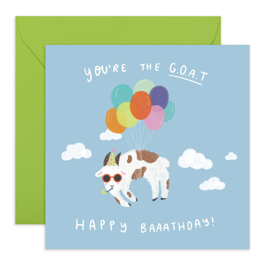 Hilarious Animal Birthday Card - 'You're The Goat HB' -Gifts for Friends, Bruv, Mates, Colleagues, Co-workers, Him, Her, Partner, Brother, Sister - Baaa - Comes with Fun Stickers