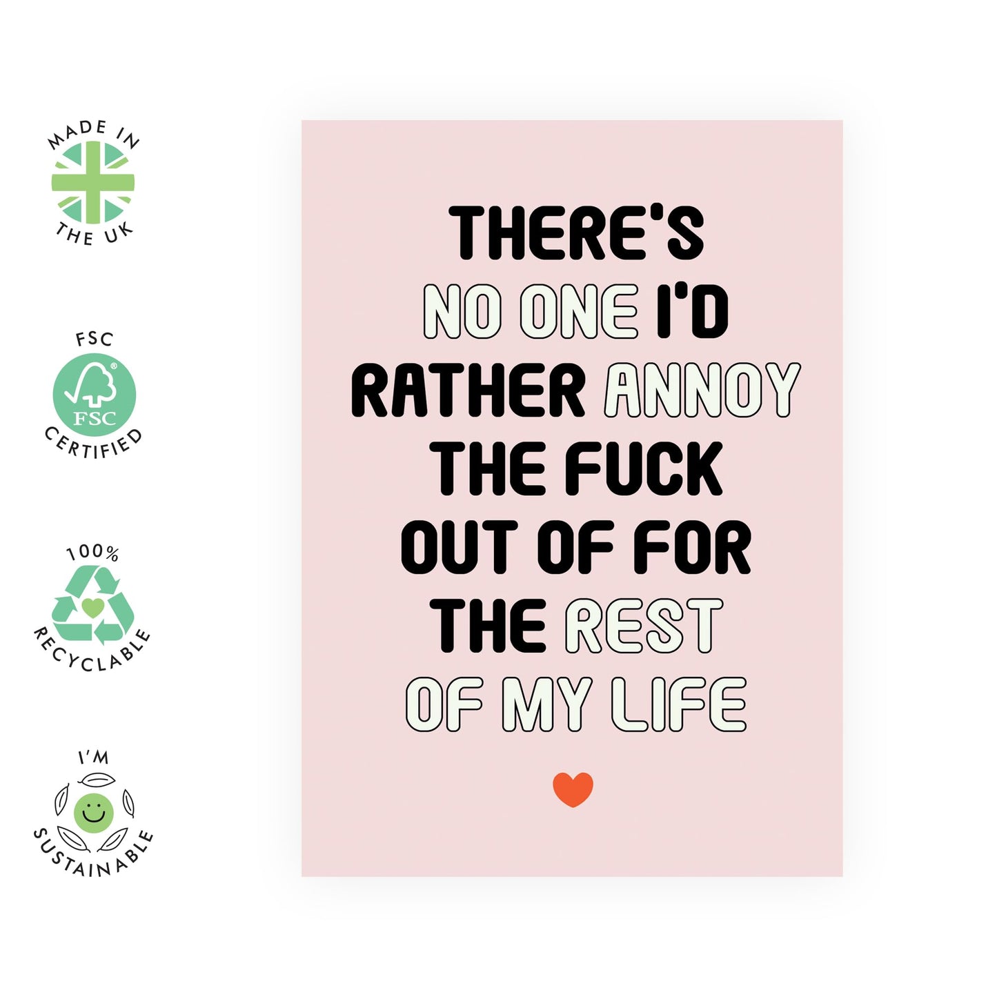 Hilarious Joke Anniversary Card - 'Annoy For The Rest of My Life' - Laughs for Husband, Hubby, Wife, Spouse, Partner, Other Half- High Age - Comes with Fun Stickers