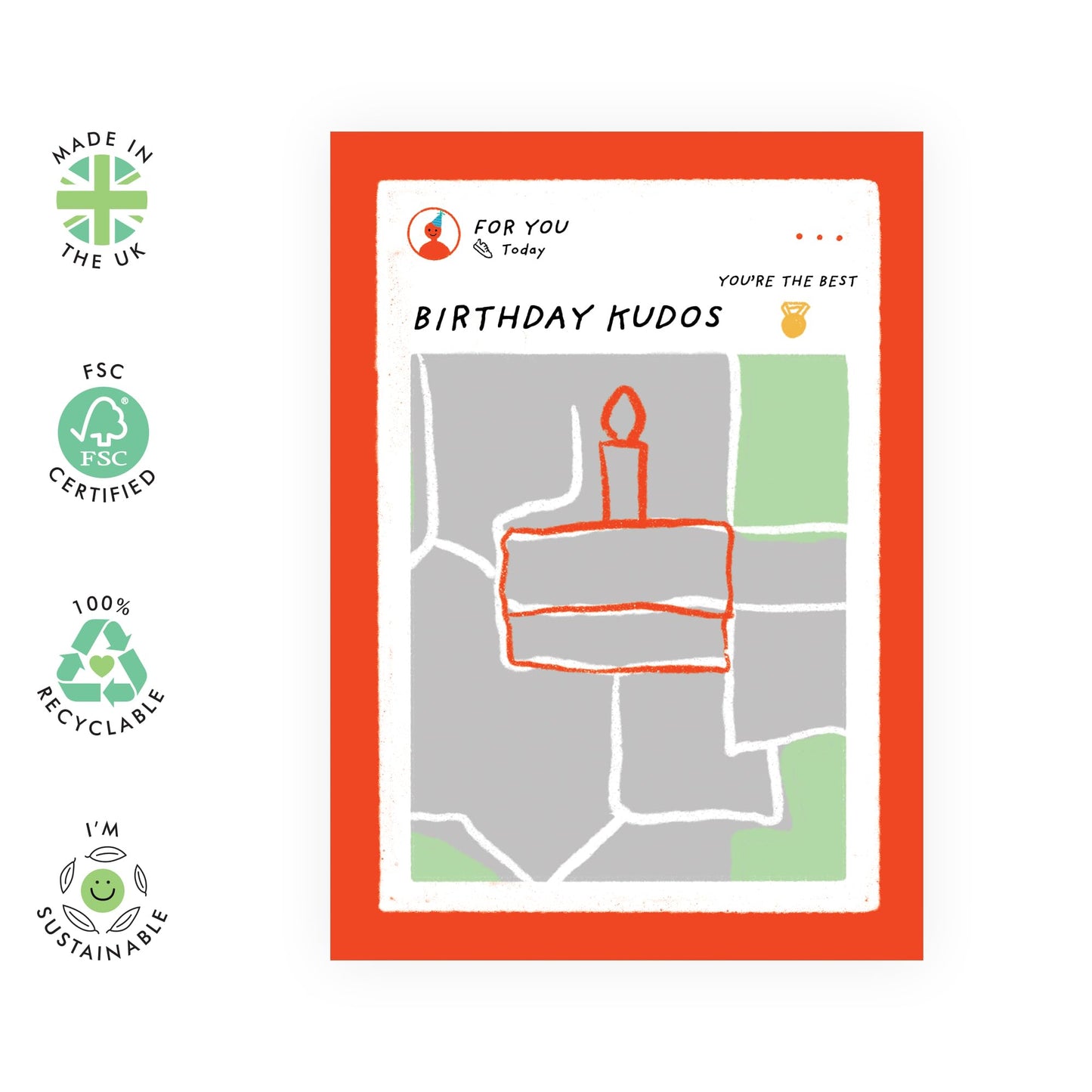 Honoring Birthday Card - 'Birthday Kudos' - Gifts for Him, Her, Women, Men, Friend, Coworker, Colleague - Cake & Appreciation - Comes with Fun Stickers