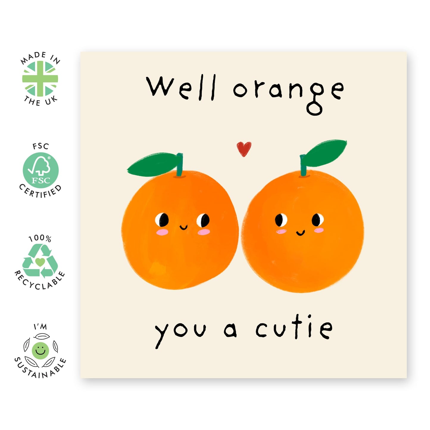 Playful and Romantic Love Card – ‘Orange You A Cutie’ – Fun Valentines Day or Anniversary Ideas for Girlfriend, Boyfriend, Him, Her, Partners, Husband, Wife, Spouse, Babe - Comes with Stickers