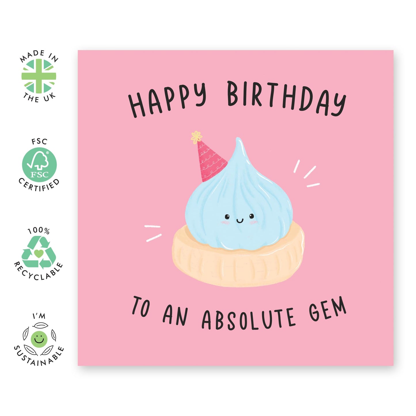 Cute Birthday Card - To an Absolute Gem - Fun Biscuit - Thoughtfull Greeting Card for Friends, Family, Loved Ones, Brother, Sister, Mum, Dad, Parents, BFF, Bestie, Colleagues - Comes with Stickers