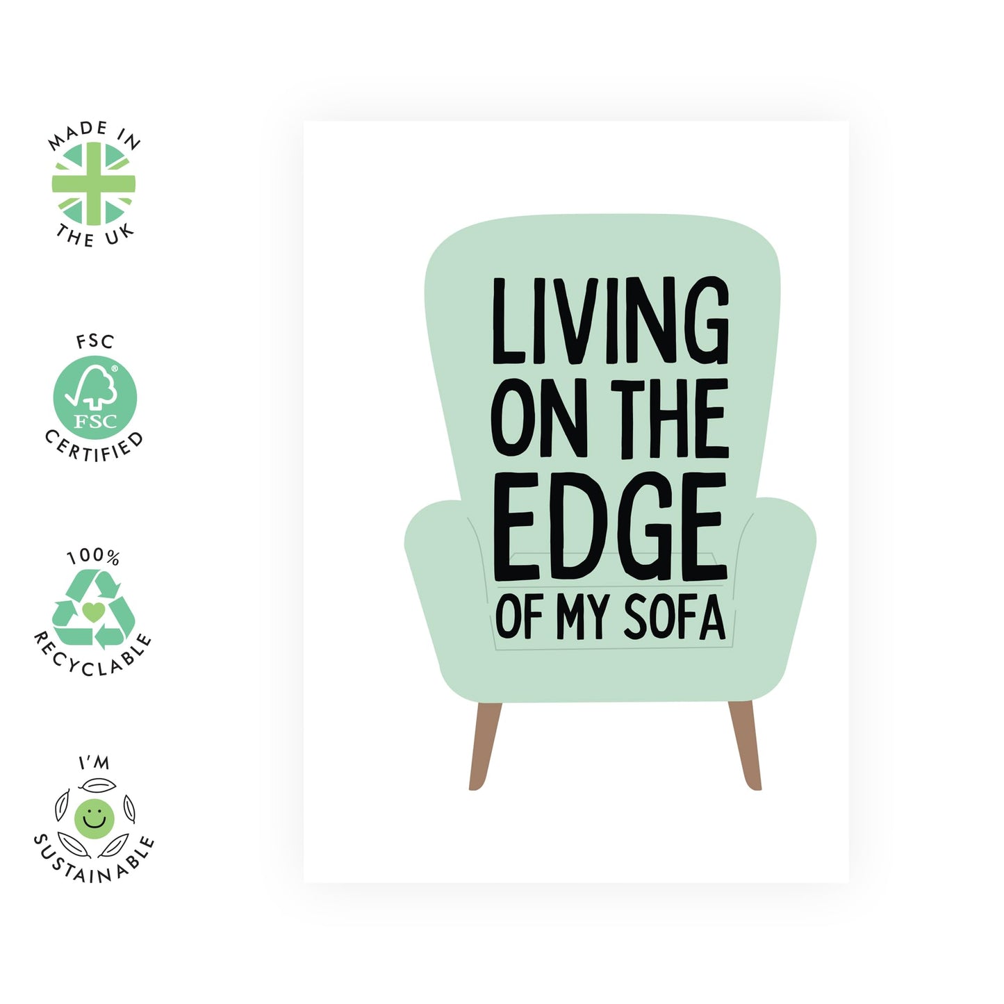 Funny Birthday Card - Edge Of My Sofa - Mum Dad Birthday Cards - Greeting Cards For Men Women - Gifts For Brother Sister Friends - Blank Inside - Comes With Stickers - By Central 23
