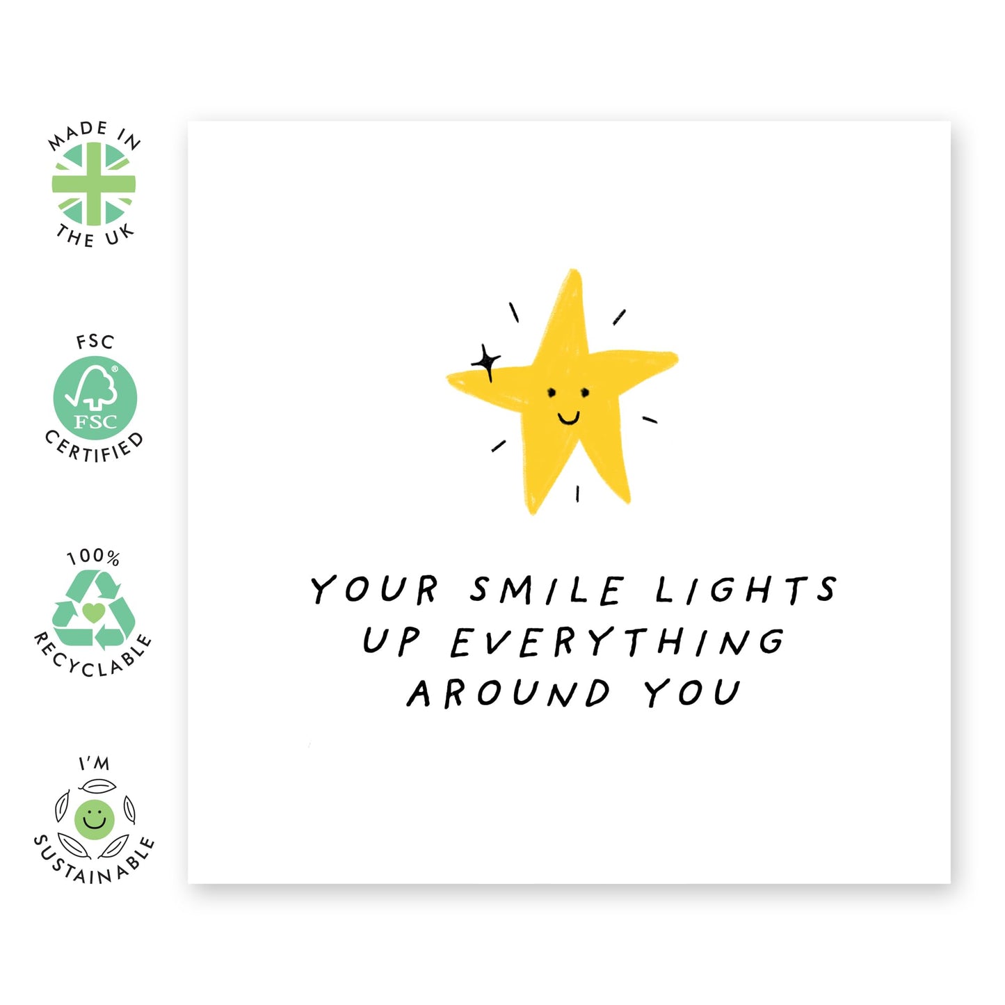 Positivity Lights Love Card - 'Your Smile' - Gifts for Him,Her, Spouse, Partner, Couples - Spreading Good Vibes - Comes with Fun Stickers