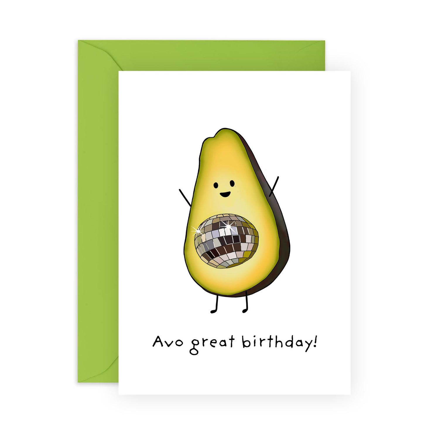 Avocado Birthday Party Card - 'Avo Birthday' - Gifts for Her, Him, Friends, Family - Healthy Eating - Comes with Fun Stickers