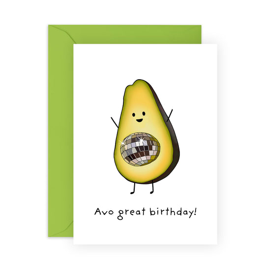 Avocado Birthday Party Card - 'Avo Birthday' - Gifts for Her, Him, Friends, Family - Healthy Eating - Comes with Fun Stickers