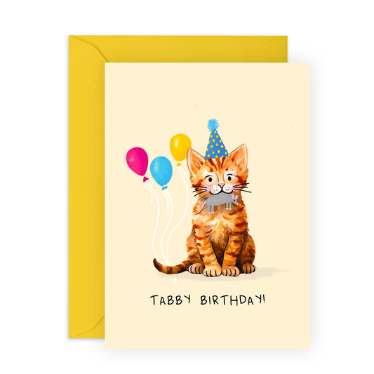 Cat Birthday Card - Tabby Birthday - Happy Birthday Cards For Cats - Greeting Cards For Cat Mum Dad Pet Owners - Tabitha Kitten Kitty - Funny Gifts For Him Her - Comes With Fun Stickers By Central 23