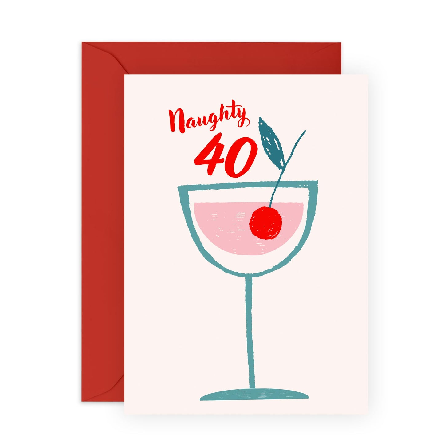 40th Birthday Greeting Card - 'Naughty 40' - Gifts for Her, Besties, Best Friend, Cousin, Girlfriend, Sis, Gals, Colleagues, Wife - Wine and Cocktails - Comes with Fun Stickers