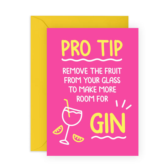 Funny Birthday Card Drinking Tips - "Gin Pro Tip" - Presents for BFF, Besties, Coworkers, Colleagues, Friends, Sister, Ladies - Cocktails and Fun - Comes with Fun Stickers