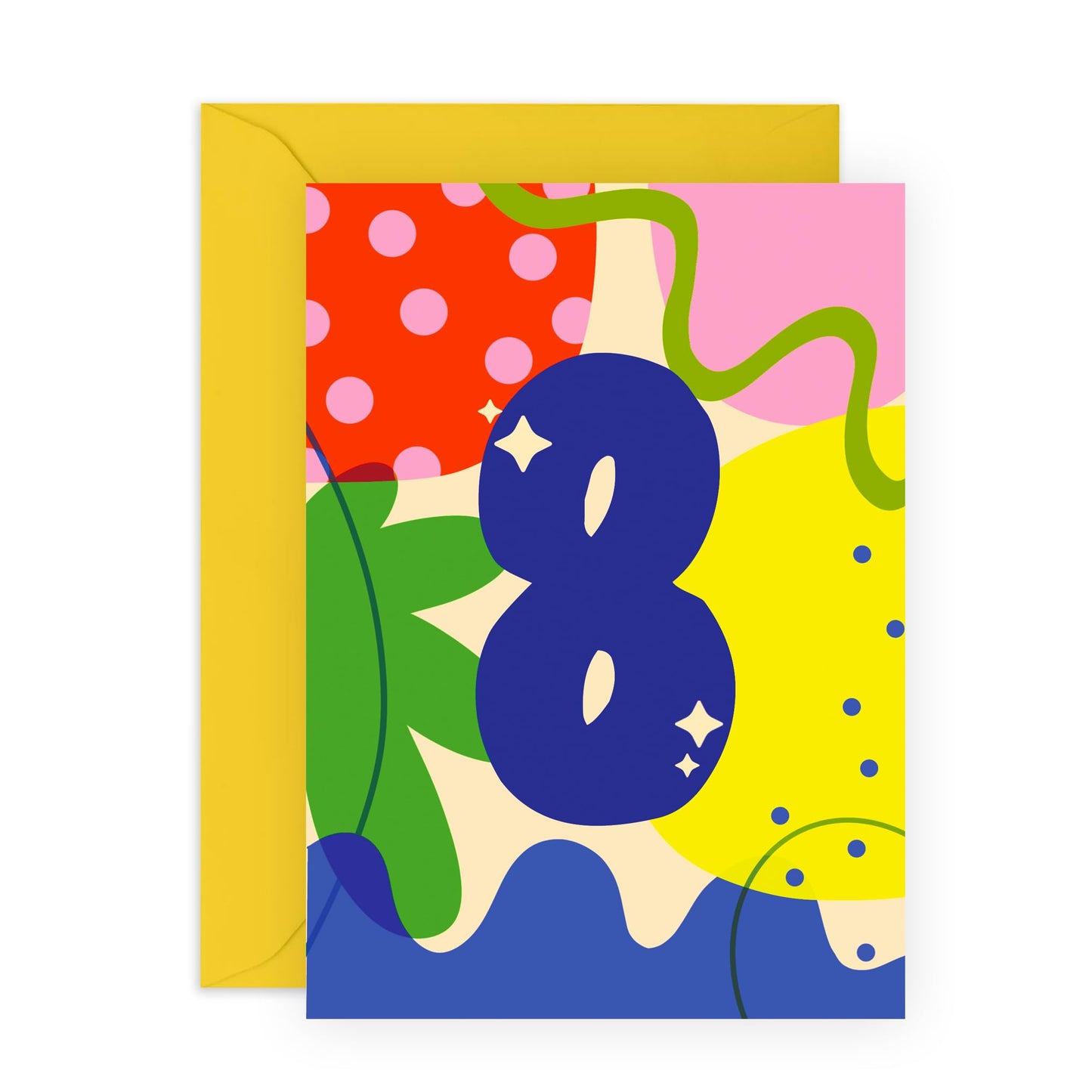 Eighth Birthday Card For Boys Girls- Abstract 8 Years - Happy 8th Birthday Greeting Card For Kids - Eight Years Old - Milestone Baby Cards Age Eight - Child - Comes With Fun Stickers - By Central 23