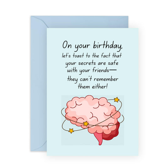 Humorous Birthday Card - 'SECRET SAFE WITH FRIENDS' - Perfect for Celebrating Friendship and Fun - Ideal for Adding a Smile to Their Birthday - Includes Envelope and Stickers by Central 23