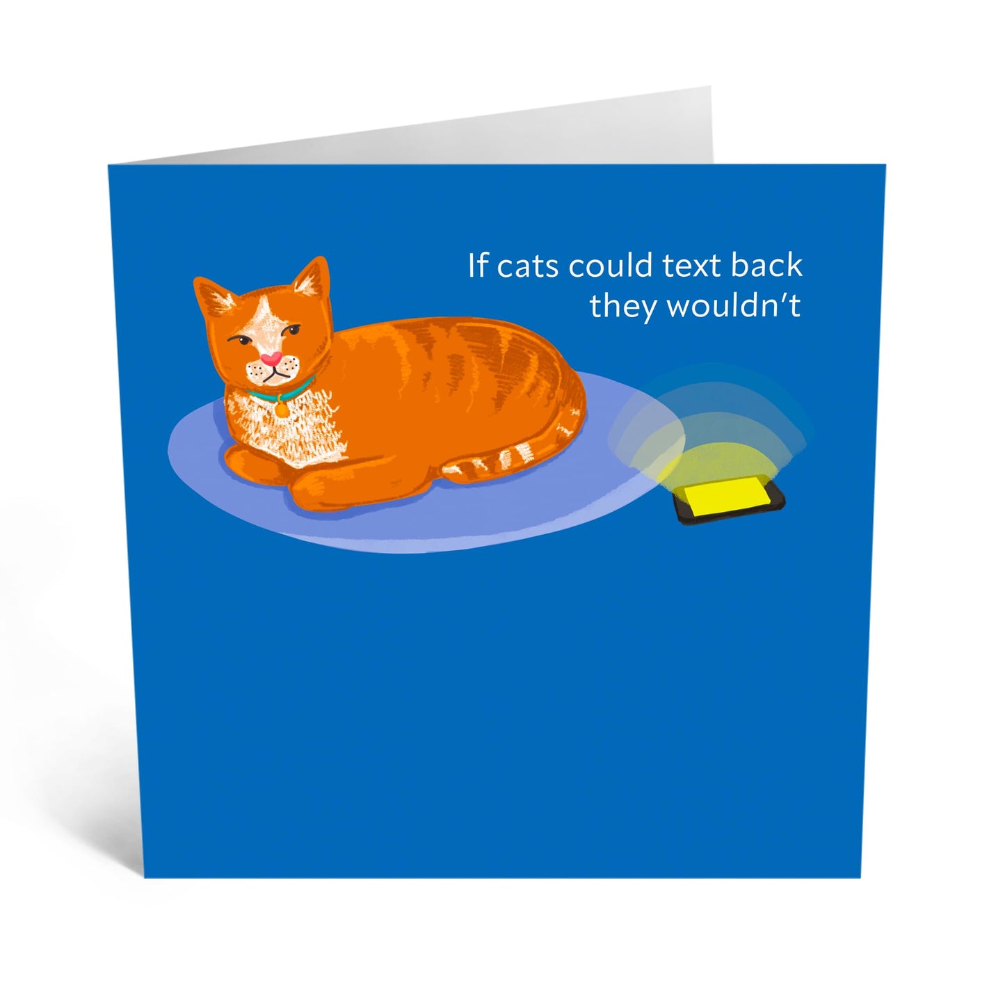 Funny Pet Lovers Card - 'CAT AND PHONE' - If Cats Could Text Back They Wouldn't - For Boyfriend Girlfriend Wife Husband Fiance Friend- A Cute Animal Humor - Comes With Stickers By Central 23