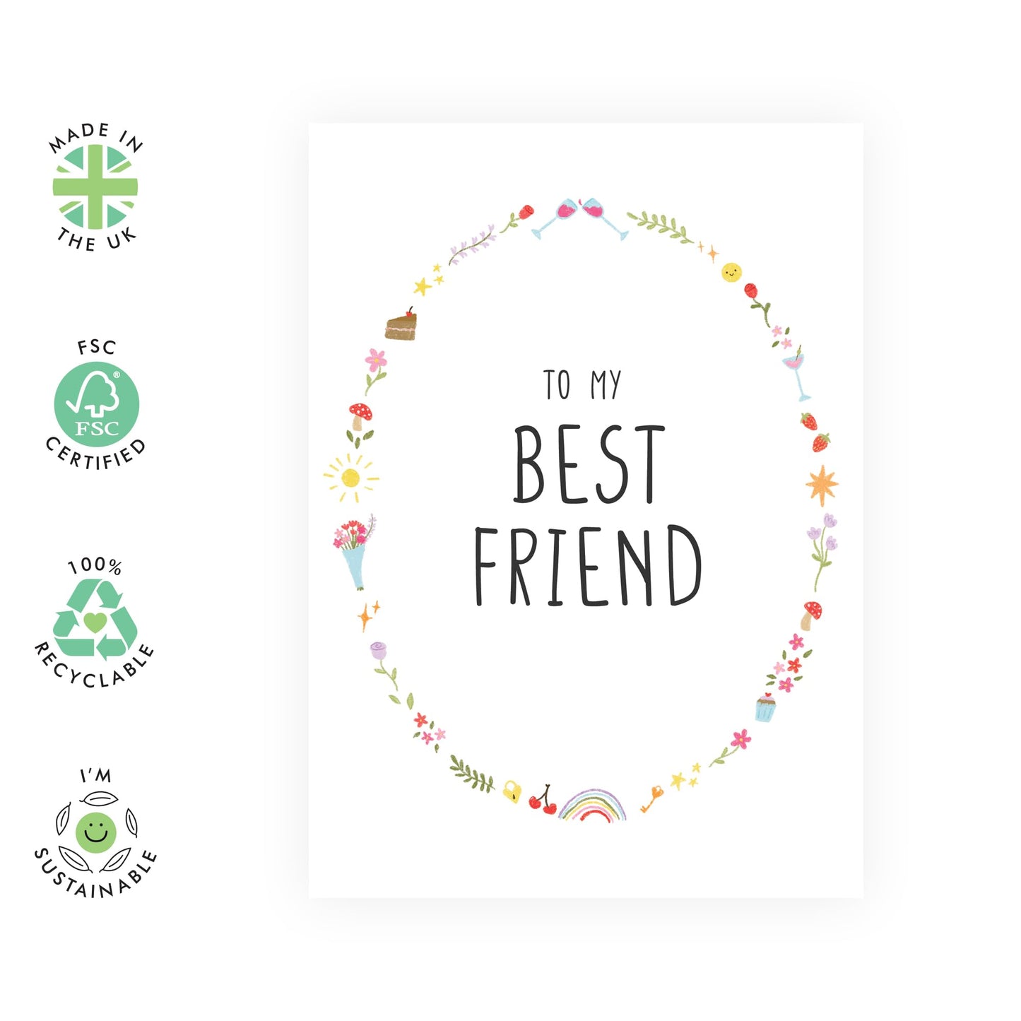 Greeting Card - 'TO MY BEST FRIEND' - Perfect for Celebrating a Special Bond with a Heartfelt Touch - Ideal for Best Friends, Close Companions, and Loved Ones - Comes with Stickers By Central 23