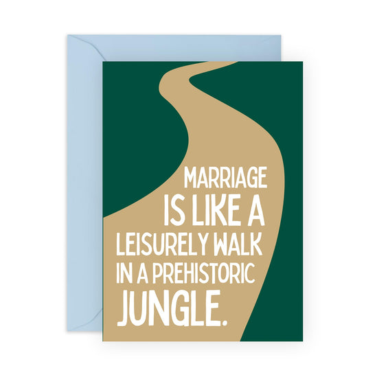Greeting Card - 'MARRIAGE LEISURELY WALK IN A PREHISTORIC JUNGLE' - Perfect for Celebrating a Unique Journey Together with a Fun Twist & Humor - Ideal for Couples - Comes With Stickers By Central 23