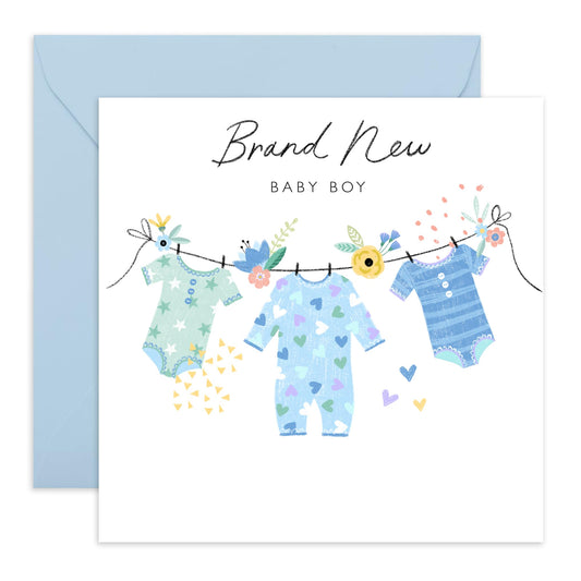 Congratulations Baby Boy Card - Cute Greeting Cards For New Mum And Dad - Expecting Baby On The Way Pregnancy Newborn Baby - Baby Shower Gifts - Comes With Stickers - By Central 23