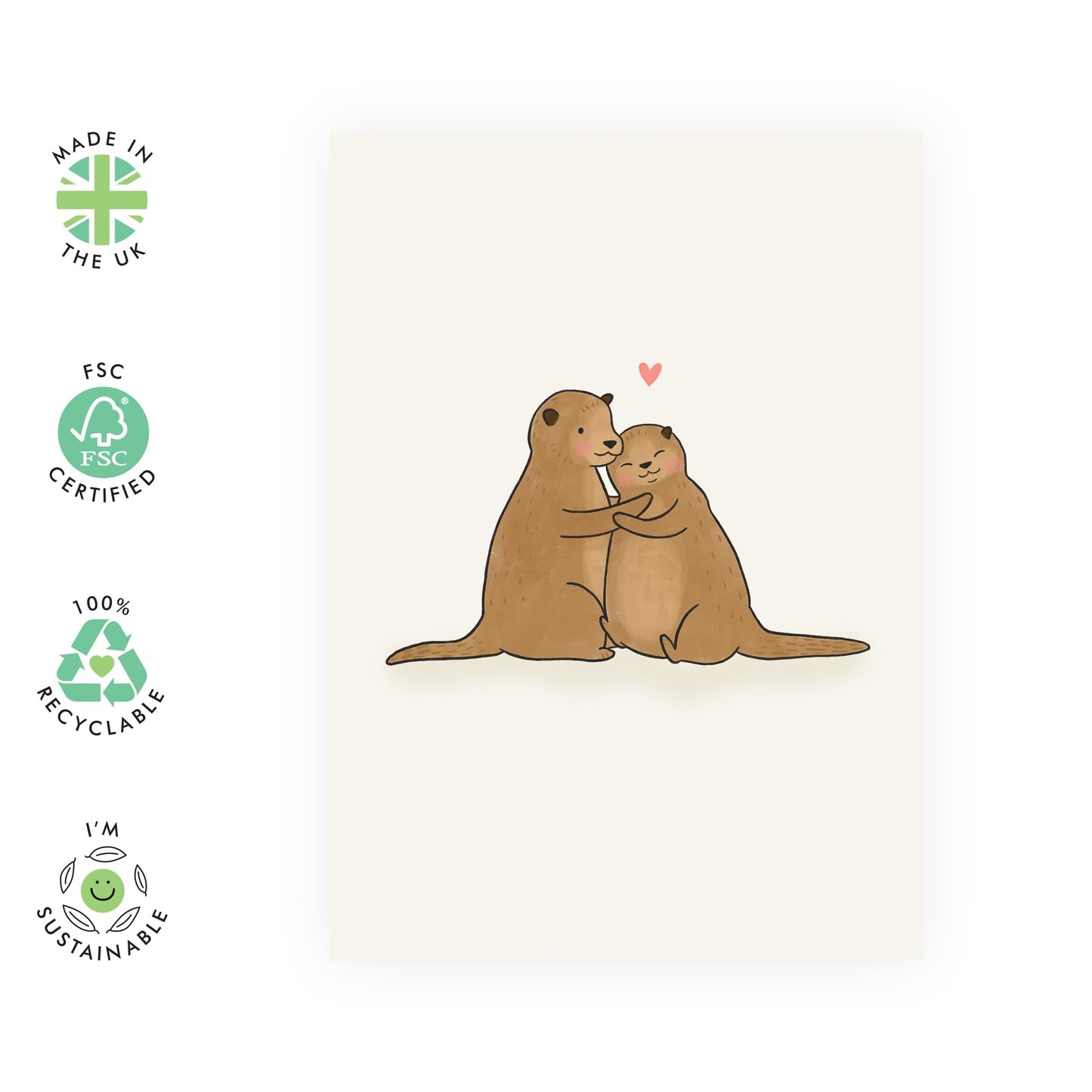 Adorable Otters Couple Anniversary Card - 'Otters In Love' - Personalised Gifts for Wife, Husband, Mum, Dad, Parents, Girlfriend, Boyfriend- Kiss - Comes with Fun Stickers