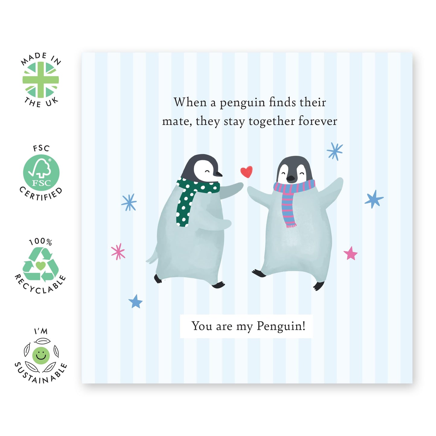 Romantic Anniversary Card – You Are My Penguin – Cute Love & Valentines Day Greeting Card for Partner, Wife, Husband, Fiance, Girlfriend, Boyfriend, Him, Her, Women, Men - Comes with Stickers