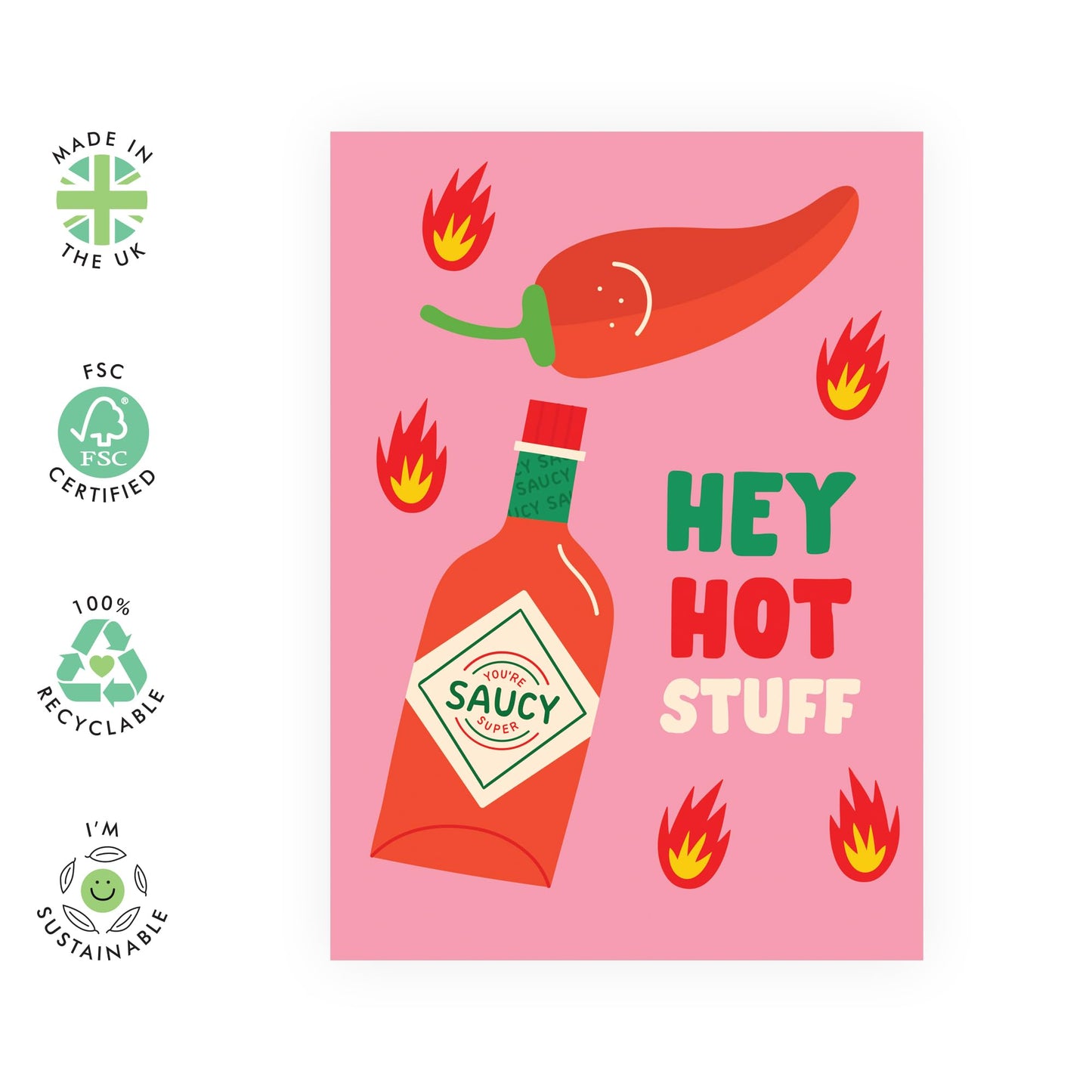 Partner Birthday Card For Him - Hey Hot Stuff Hot Sauce - Raunchy Valentines Day Cards For Husband Wife - Funny Anniversary Card For Couple - Gifts For Him Her - Comes With Stickers By Central 23