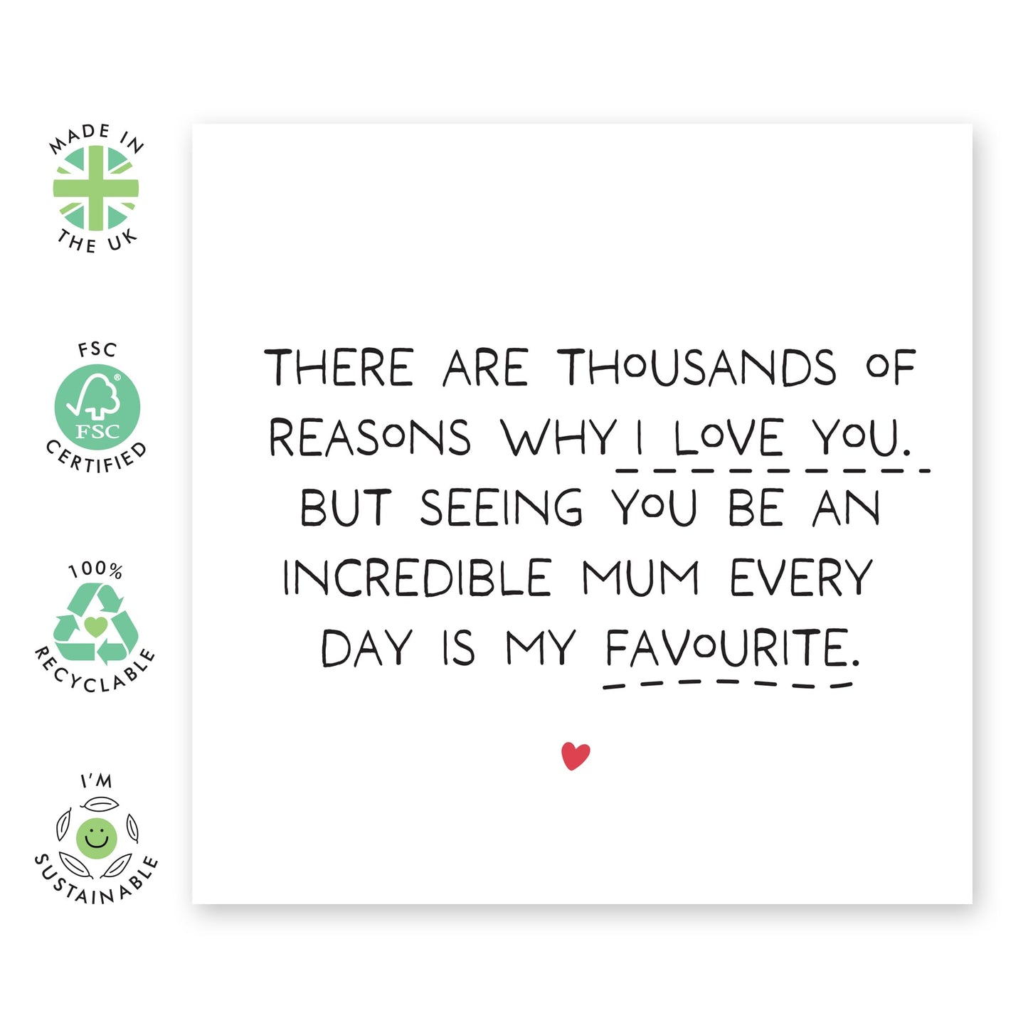 Greeting Card for Wife Her - 'AMAZING MUM EVERYDAY' - Anniversary or Birthday Card for Spouse, Partner, Babe - Mothers Day Card - Appreciation and Thank You Gift for Women -Comes With Stickers