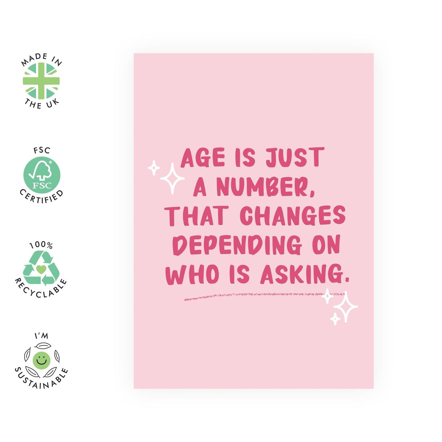 Happy Birthday Card Women - Age Is Just A Number - Mum Birthday Card - Funny Birthday Cards For Her - Gifts For Girlfriend Wife Friends - Sister Birthday Card - Comes With Stickers - By Central 23