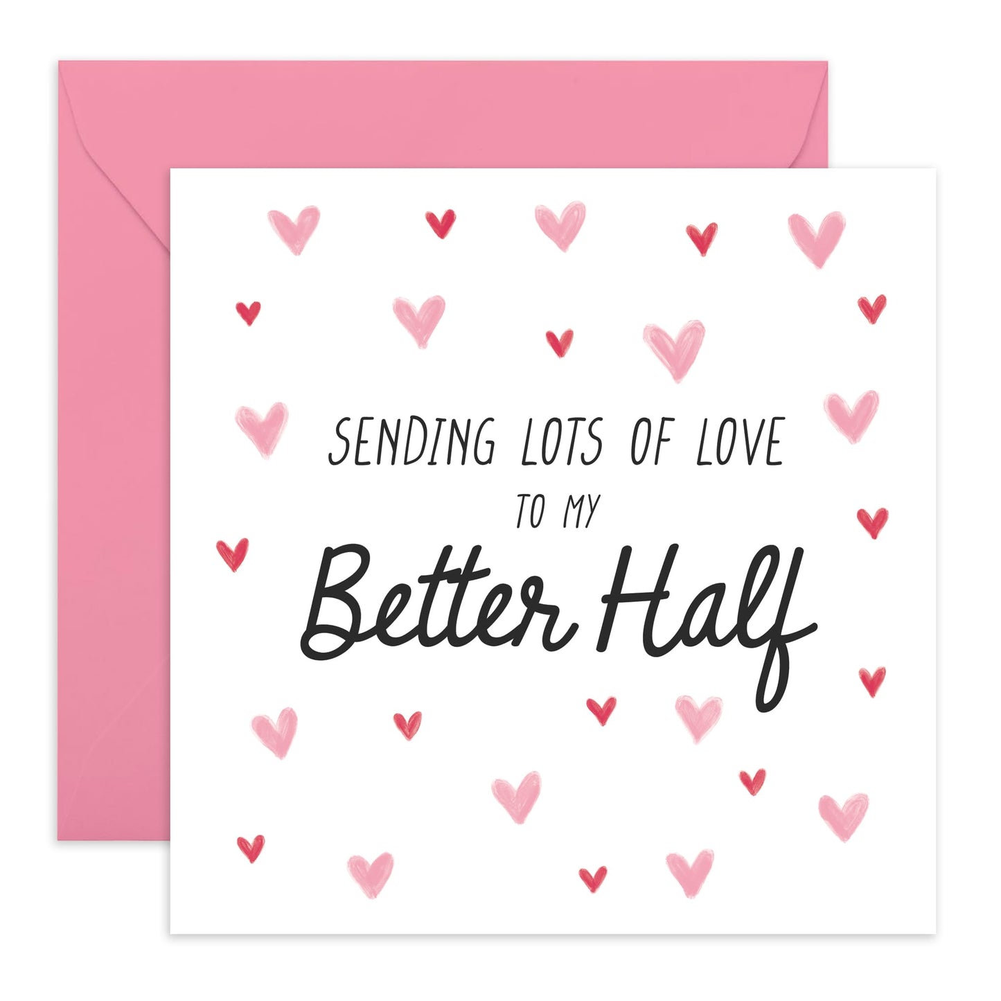 Wife Anniversary Card - Lots Of Love To Better Half - Valentines Day Cards For Husband - Love Hearts Card For Couple Partner - I Love You Gifts For Her Him - Comes With Fun Stickers By Central 23