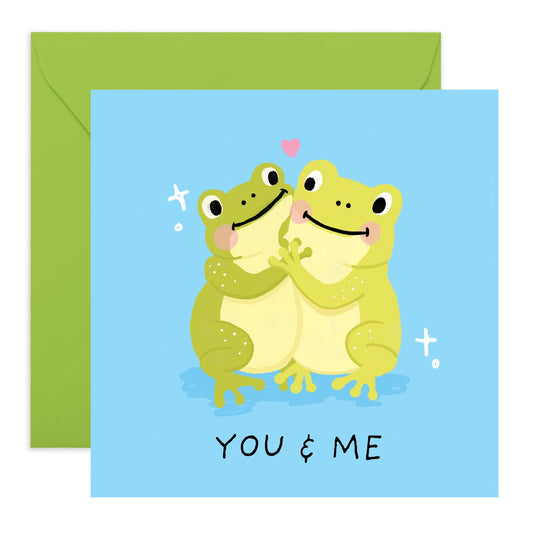 Greeting Card - 'You and Me Frog' - For Anyone Special - Cute and Playful Frog Design - Ideal for Celebrating Love - Perfect for Making Their Day Extra Special - Comes with Fun Stickers by Central 23