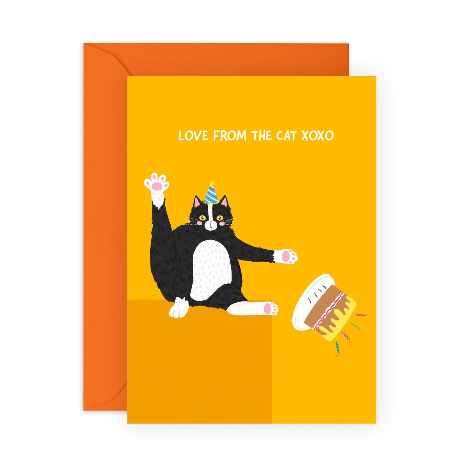 Happy Birthday Cards For Her Him - Birthday Love From The Cat - Animal Greeting Card For - Birthday Card For Men Women - Gifts For Brother Sister - Comes With Fun Stickers - By Central 23