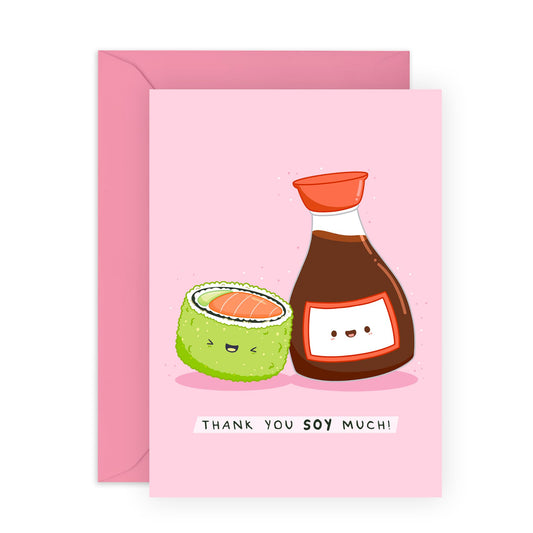 Thank You Greeting Card For Best Friend - Kawaii Thank You Soy Much - Sweet Appreciation Card For Women - Greeting Card - Gift For Mum - Sister - Best Friend - Comes With Fun Stickers - By Central 23