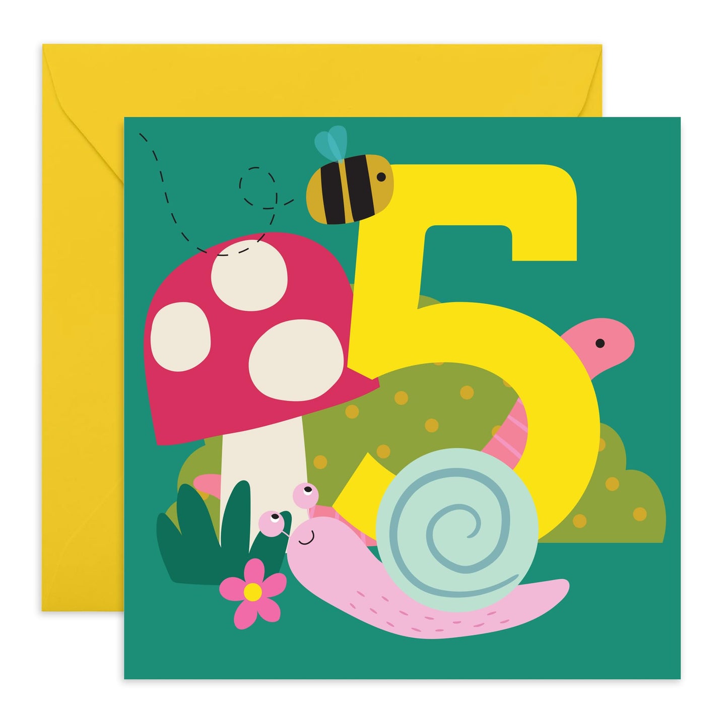 5th Year Old Birthday Card For Kids - Childrens Snail Age 5 - Boys Girls Birthday Cards Fifth Bday - Gifts Him Son Daughter Nephew Grandson - Birthday Card - Comes With Stickers By Central 23