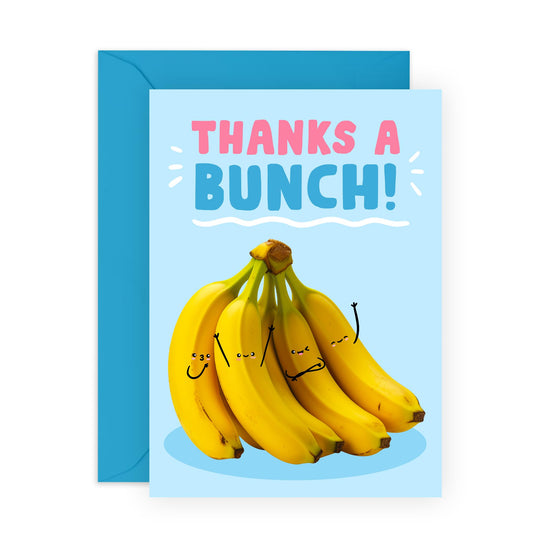 Thank You Greeting Cards For Women - Thanks A Bunch Bananas - Cute Appreciation Cards For Her - Fruit Cards- Gift For Mummy Mum - Sister - Comes With Fun Stickers - By Central 23