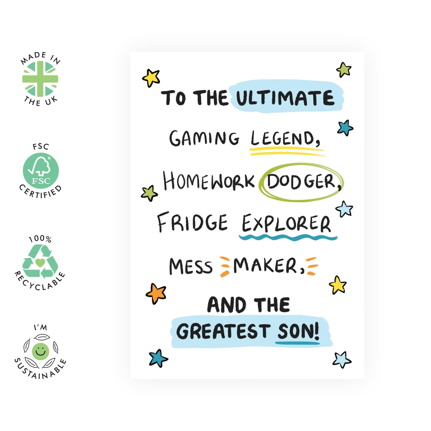Son Birthday Cards From Mom Dad Parents - Ultimate Son - Happy Birthday Card For Son Adult - Congratulations Im Proud Of You Card For Him - Gifts For Men - Comes With Fun Stickers By Central 23