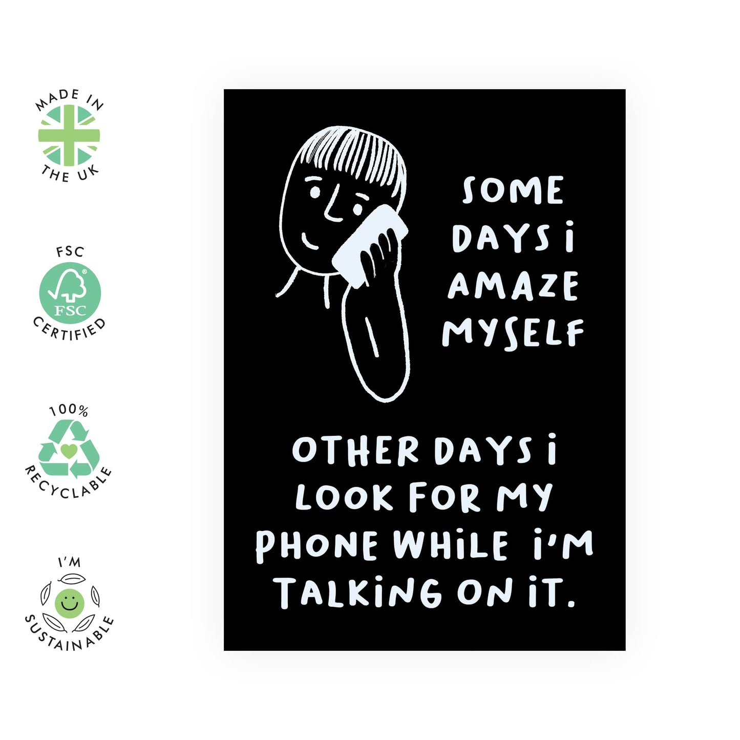 Funny Greeting Cards For Men Women - Looking On The Phone Whilst Im On It - Best Friend Birthday Card Witty Banter Humor - Funny Gifts For Him Her Mum Dad Wife - Comes With Stickers By Central 23