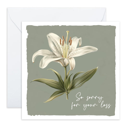 Symphaty Card - 'Lily..Sorry For Your Loss' - Show Support to Friends, Family Members, Relatives, Neighbours - Emotional Cards - Comeswith Stickers