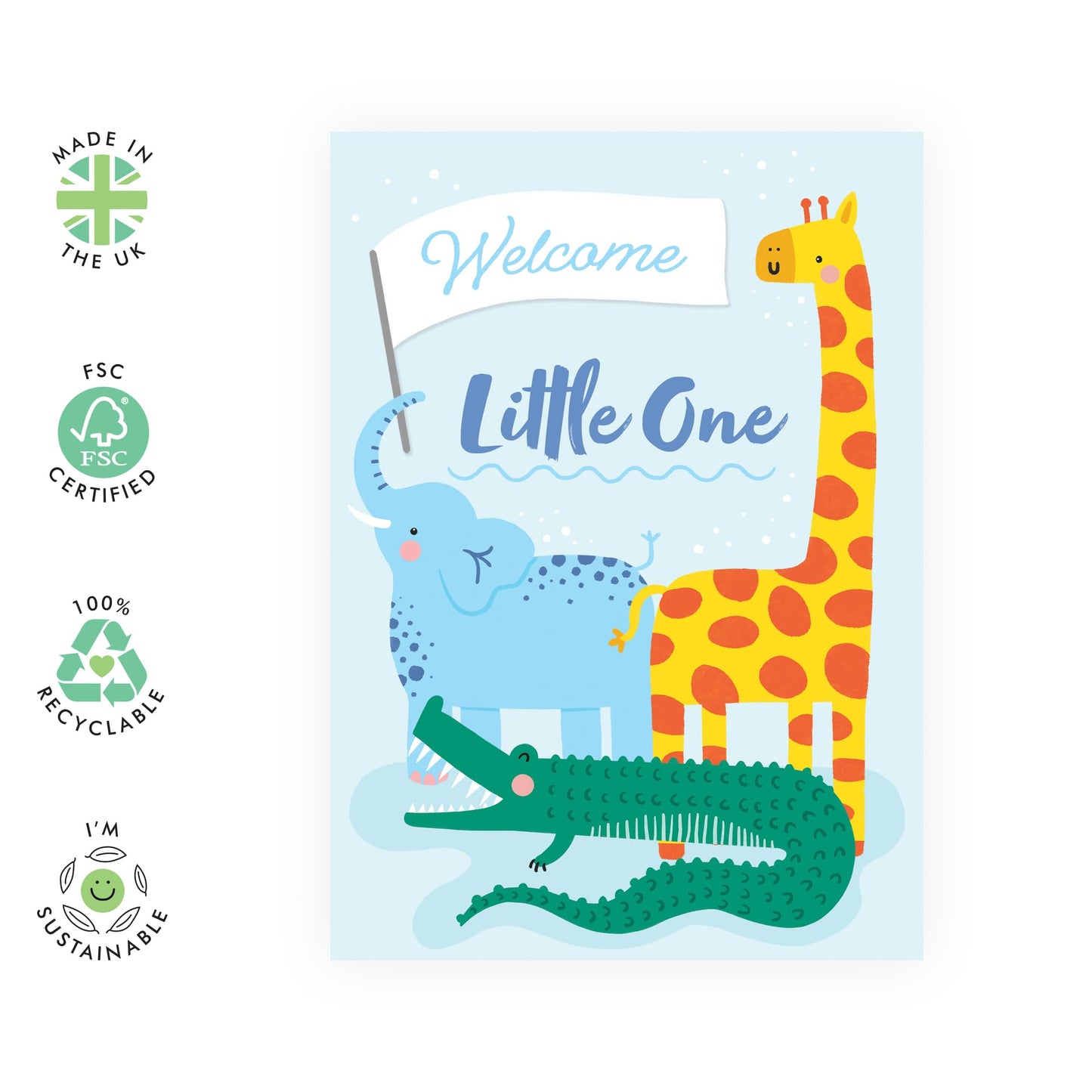 New Baby Card - Warm Welcome - Baby Shower Card For Boy - Welcome Little One - Congratulations On Giving Birth - Housewarming Greeting Cards For Mum Dad Parents - Comes With Stickers - By Central 23