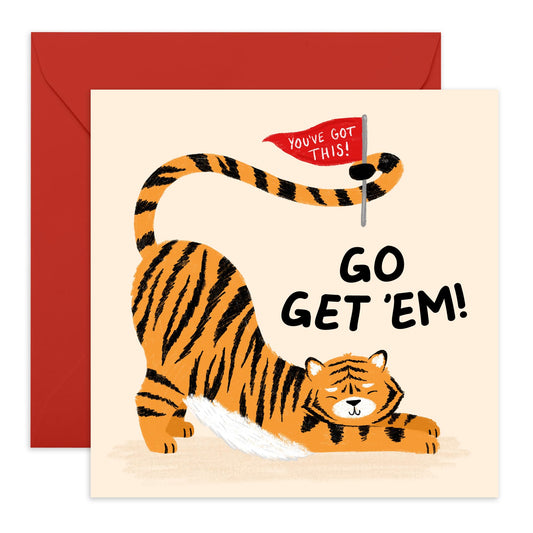 Good Luck Cards - Go Get Em' Tiger - You Can Do It Greeting Cards And Envelopes - Goodluck On Your New Job, Exam, Driving Test, Competition - Gifts For Son Daughter - Comes With Stickers By Central 23