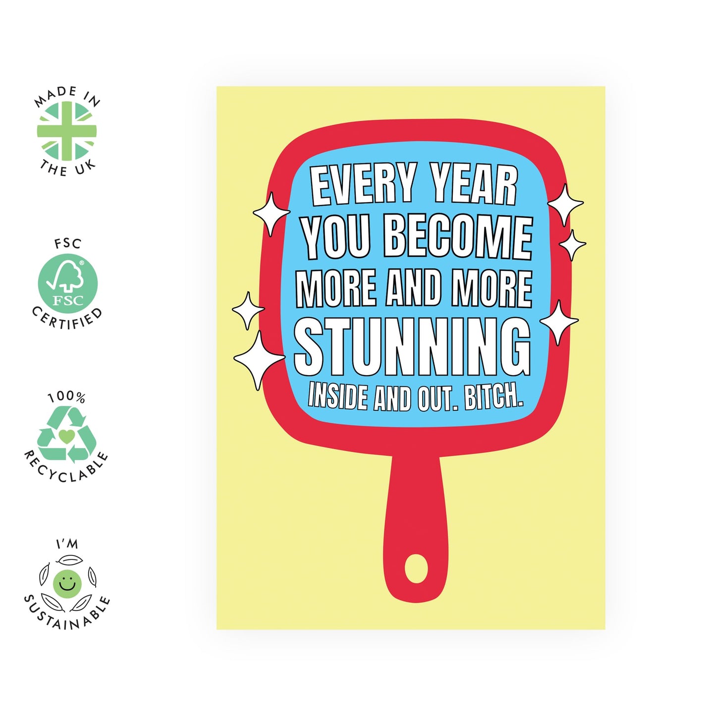 Friend Birthday Card Female - More And More Stunning - Funny Rude Birthday Cards For Women - For Sister Cousin Niece Colleagues - Gifts For Her - Comes With Stickers - By Central 23